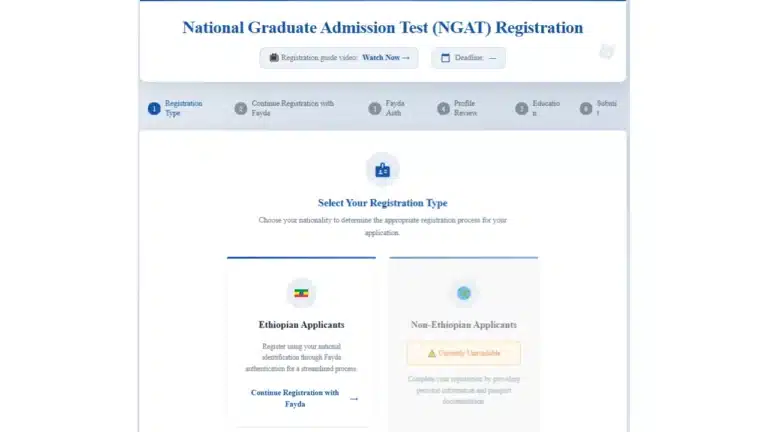 Ethiopian NGAT registration